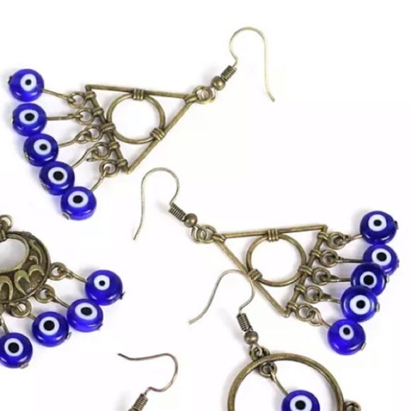 Evil Eye Drop Earrings HP Deathly Hallows Bronze - Picture 4 of 6